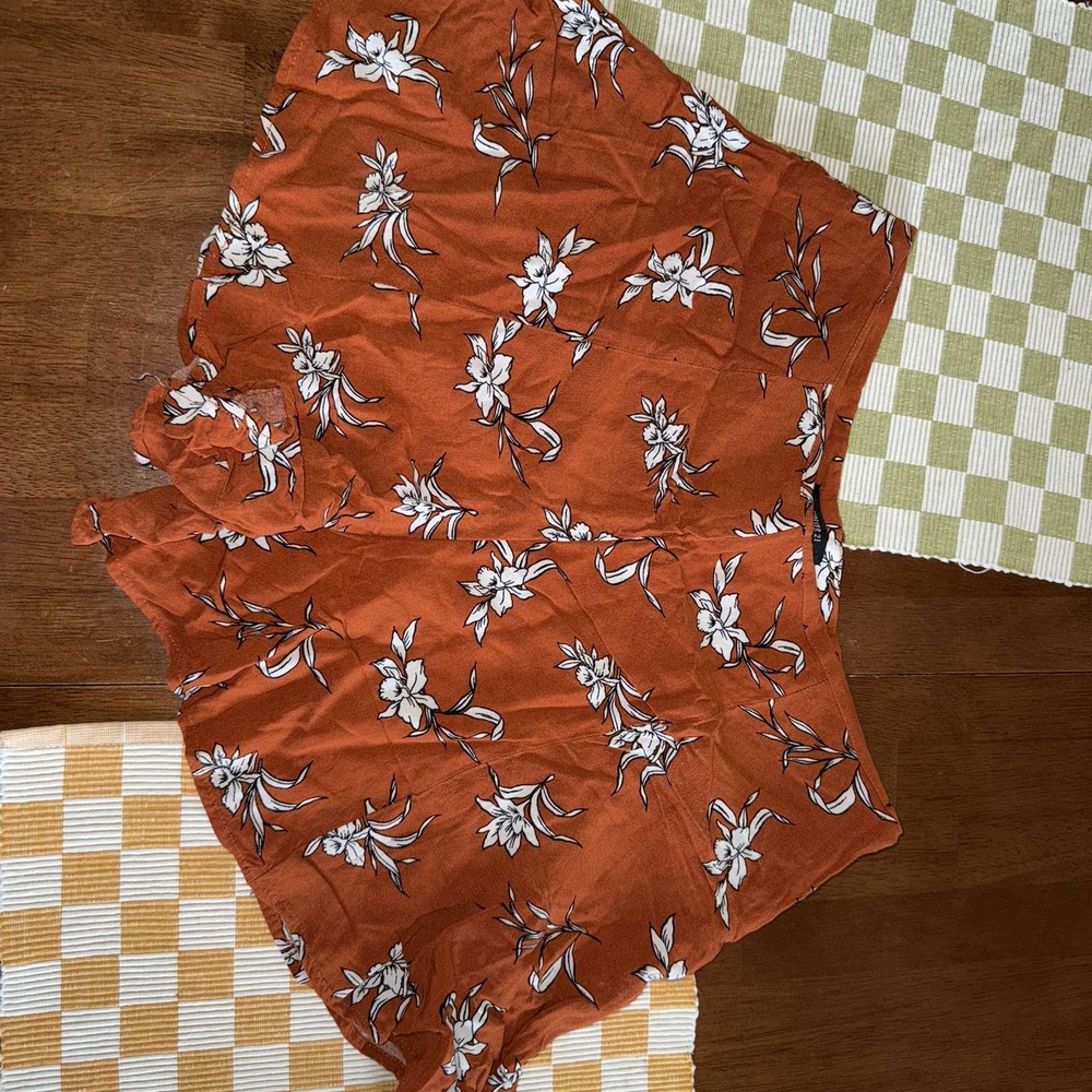 Forever 21 Floral Orange Shorts